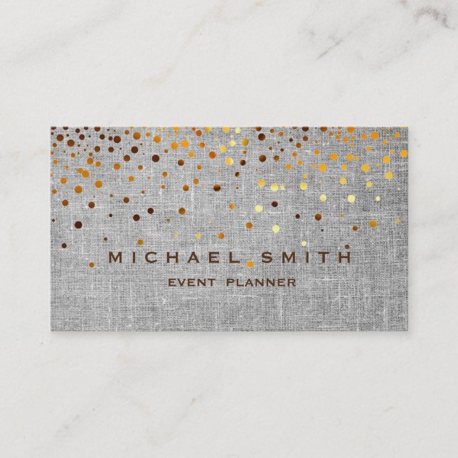 Faux Gold Foil Subtle Glitter Linen Business Card (Front)