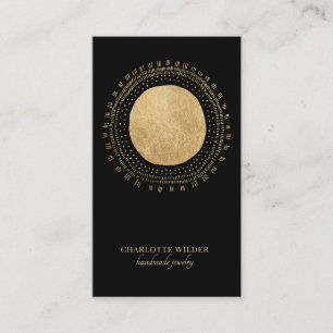 Faux Gold Foil Sun Black Jewelry Designer Business Card