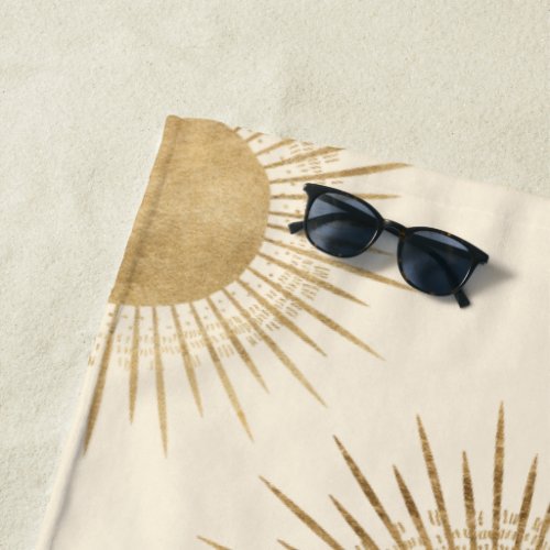 Faux Gold Foil Sun Pattern Beach Towel
