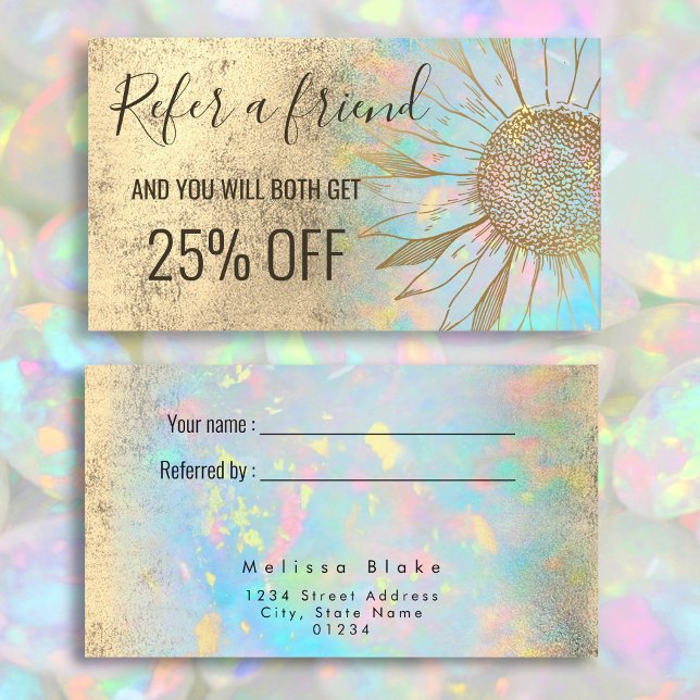 faux gold foil sunflower referral card  (Creator Uploaded)