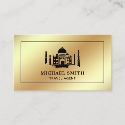 Faux Gold Foil Taj Mahal Travel Agent Business Card