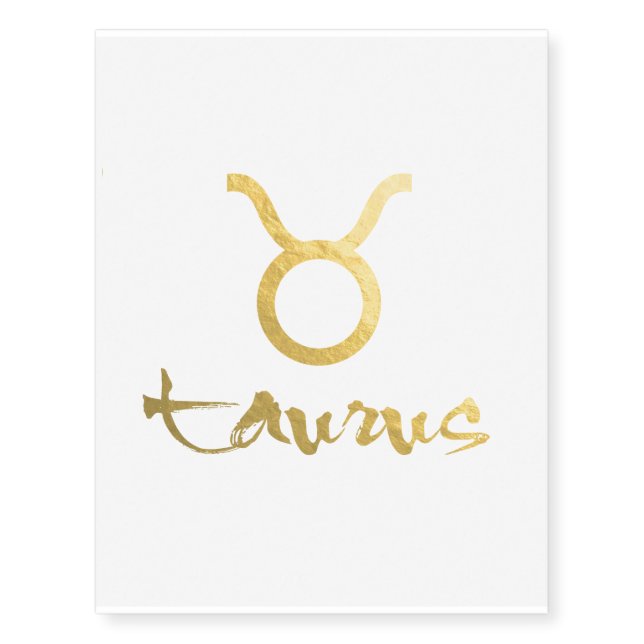 Faux Gold Foil Taurus Zodiac Symbol Temporary Tattoos (Front)