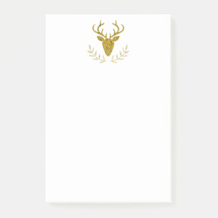 Faux Gold Foil Textured Deer Head Shape Post-it Notes