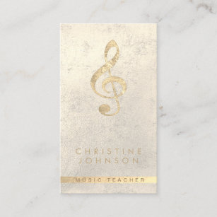 faux gold foil treble clef music teacher business card