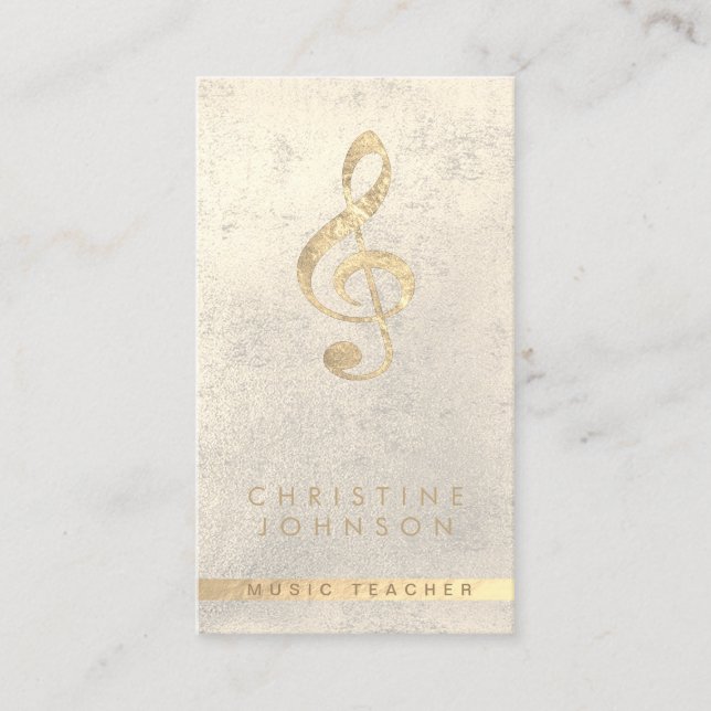 faux gold foil treble clef music teacher business card (Front)