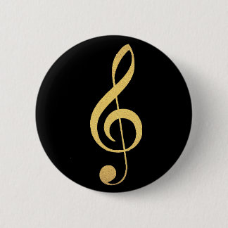 Faux Gold Foil Treble Clef Musical Button