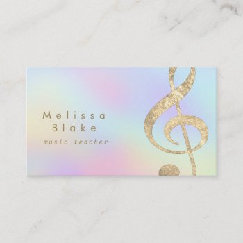 Faux Gold Foil Treble On Pastel Colors Business Card by musickitten at Zazzle
