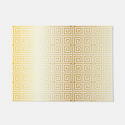 Faux Gold Foil Trellis Greek Key Pattern Doormat