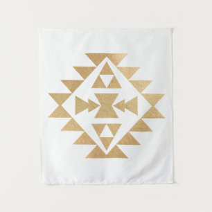 Faux Gold Foil Tribal Illustration sWall Tapestry