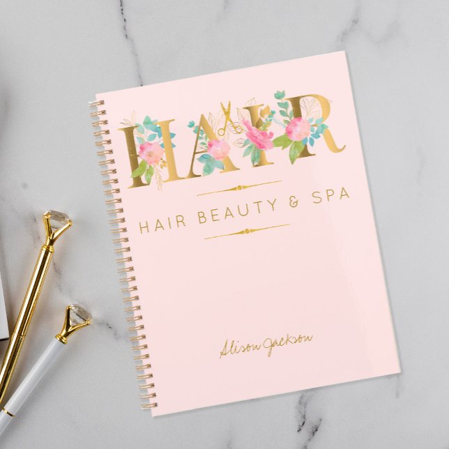 Faux gold foil typography hairstylist pink glam planner (Creator Uploaded)