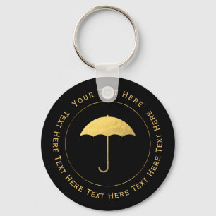 Faux Gold Foil Umbrella Keychain