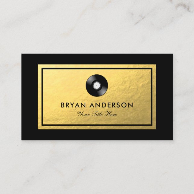 Faux Gold Foil - Vinyl Record Business Card (Front)