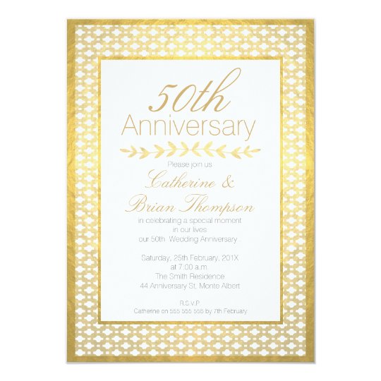 Faux Gold Foil Wedding 50th Anniversary Invitation | Zazzle.com