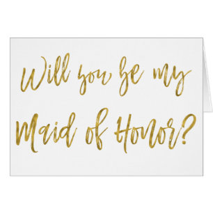 Faux Gold Foil Wedding Bridesmaid Cards