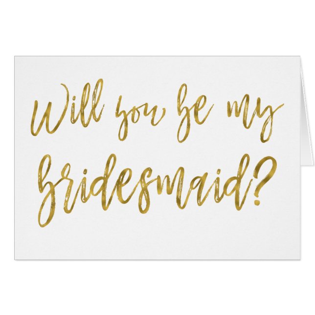 Faux Gold Foil Wedding Bridesmaid Cards (Front Horizontal)