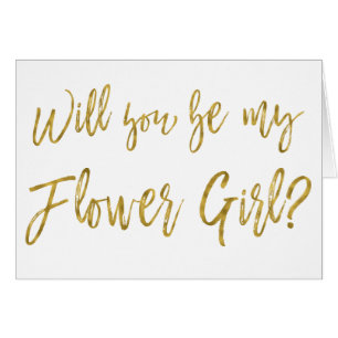 Faux Gold Foil Wedding Flower Girl Cards