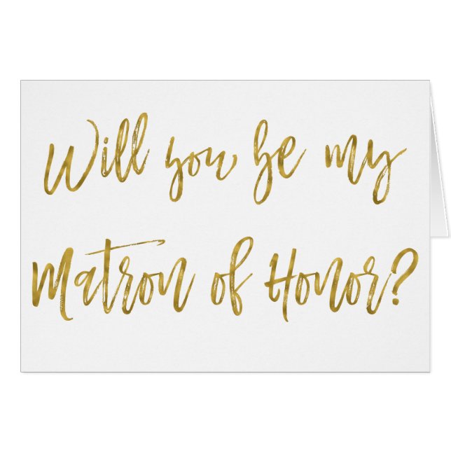 Faux Gold Foil Wedding Matron of Honor (Front Horizontal)