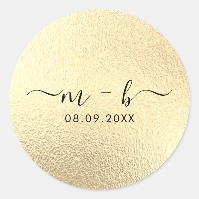 Faux Gold Foil Wedding Sticker (Front)