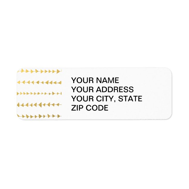 Faux Gold Foil White Arrows Pattern Label (Front)