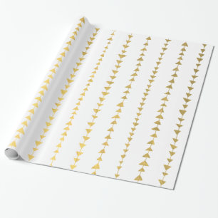 Faux Gold Foil White Arrows Pattern Wrapping Paper