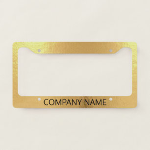 Faux Gold Foil with Company Name in Black Text License Plate Frame