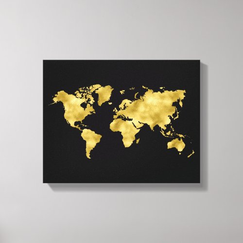 Faux gold foil world map luxury gift canvas print