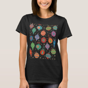 Faux Gold Foil Xmas Tree Decoration Pattern Color T-Shirt