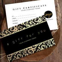 Faux Gold Frame Sparkles On Black gift certificate
