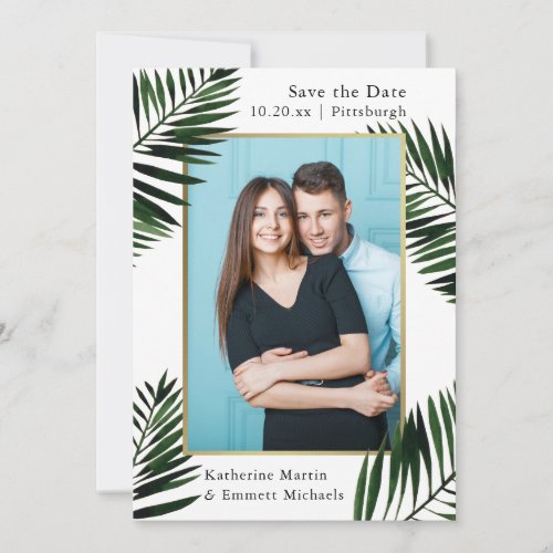 Faux Gold Frame Wedding Save the Date Photo