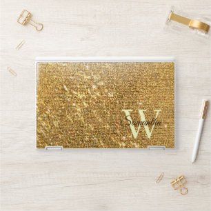 Faux Gold Frost Glitter Monogrammed HP Laptop Skin