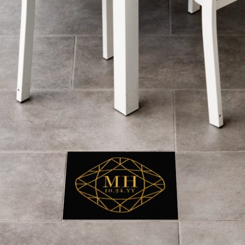 Faux Gold Gem Stone Monogram Floor Decals