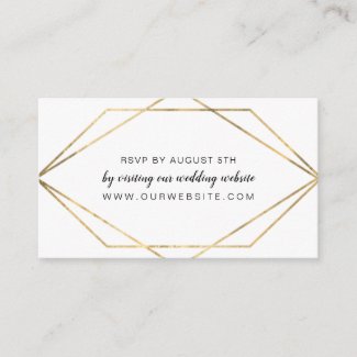 Faux Gold Geometric Frame wedding RSVP online card