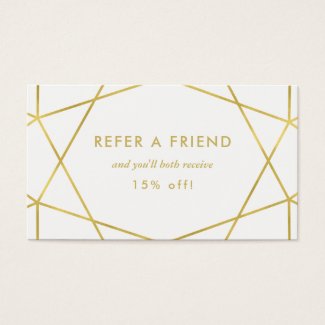 Faux Gold Geometric on White | Referral Business Card