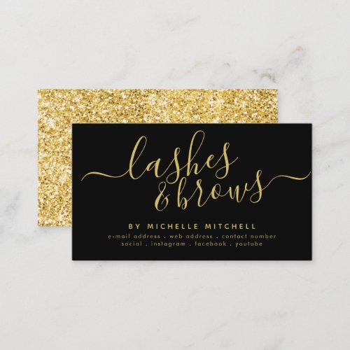 Faux Gold Glam Glitter Lashes  Brows Black  Business Card