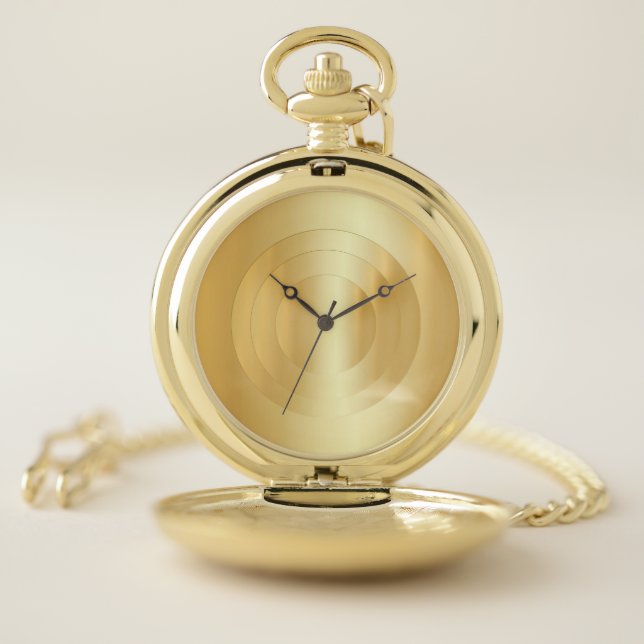 Faux Gold Glamorous Elegant Trendy Template Pocket Watch (Inside)