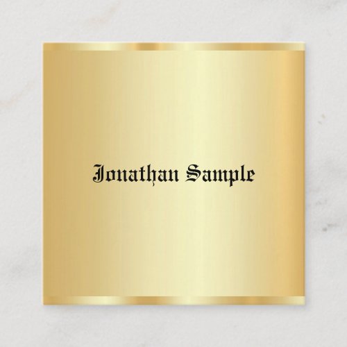 Faux Gold Glamorous Personalized Template Old Text Square Business Card