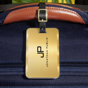 Faux Gold Glamour Template Modern Monogram Luggage Tag