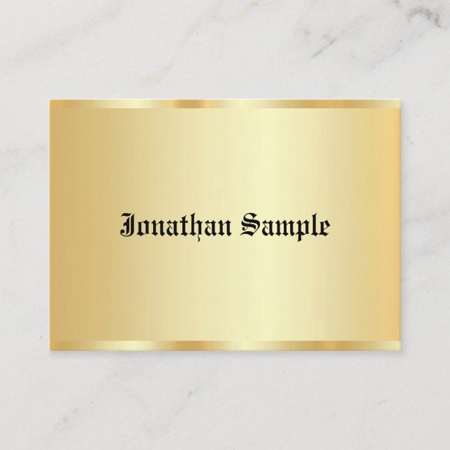 Faux Gold Glamour Template Old Text Personalized Business Card (Front)