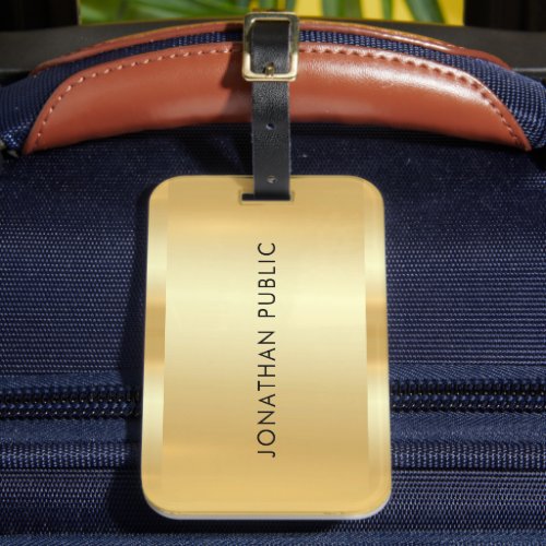 Faux Gold Glamour Trendy Modern Template Elegant  Luggage Tag