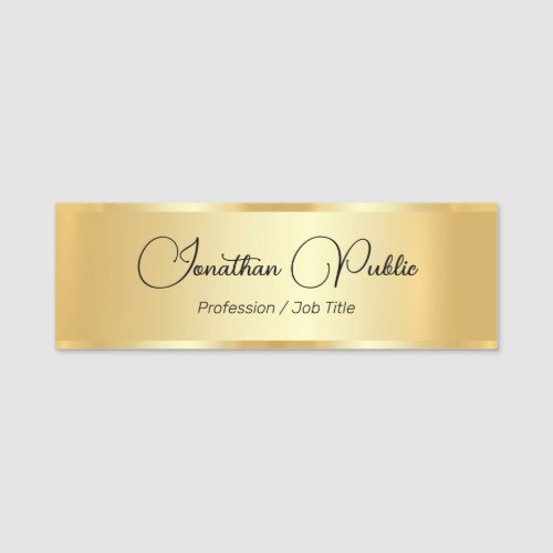 Faux Gold Glamour Typography Script Name Custom Name Tag