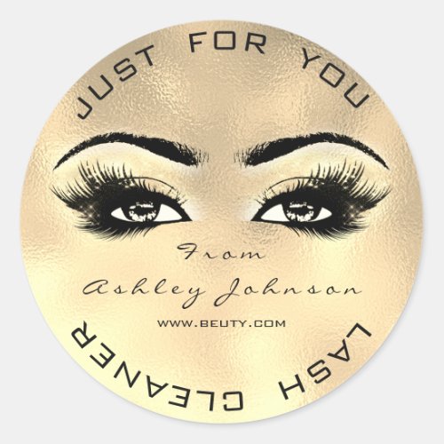 Faux Gold Glas Beauty Glitter  Lash Makeup Cleaner Classic Round Sticker