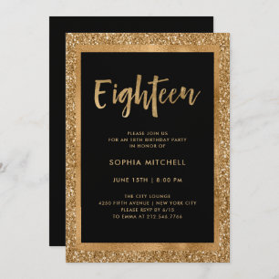 Faux Gold Glitter 18th Birthday Party Invitation