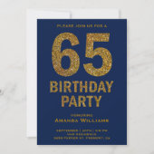 Faux Gold Glitter 65th Birthday Party Invitation (Front)