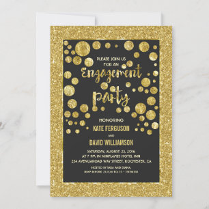 faux gold glitter and confetti engagement party invitation