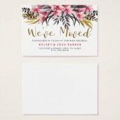 Faux Gold Glitter and Flowers New Address Insert (Front & Back)