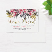 Faux Gold Glitter and Flowers New Address Insert (Desk)