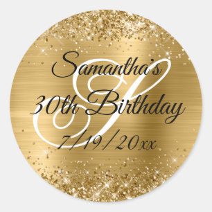 Faux Gold Glitter and Foil 30th Birthday Classic Round Sticker
