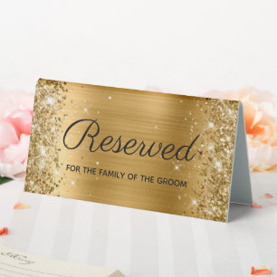 Faux Gold Glitter and Foil Reserved Table Tent