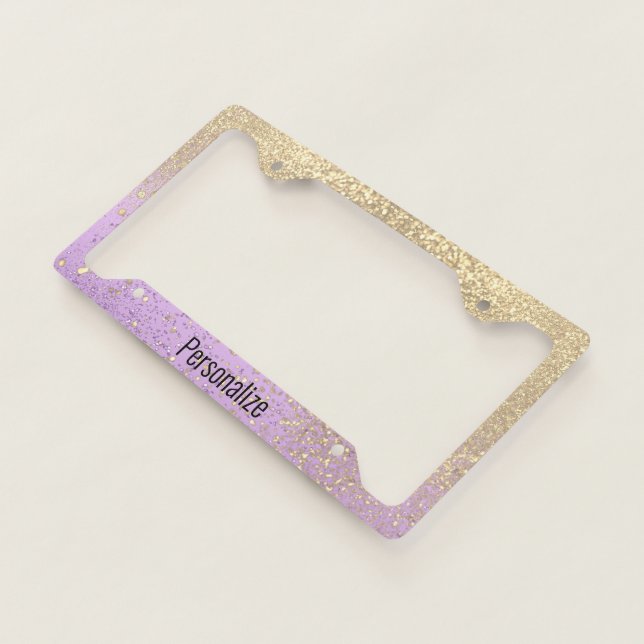Faux Gold Glitter and Lavender Purple License Plate Frame (3/4)
