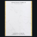 Faux Gold Glitter And White Marble Modern Template Letterhead<br><div class="desc">Faux Gold Glitter And White Marble Modern Elegant Glamour Template Letterhead.</div>